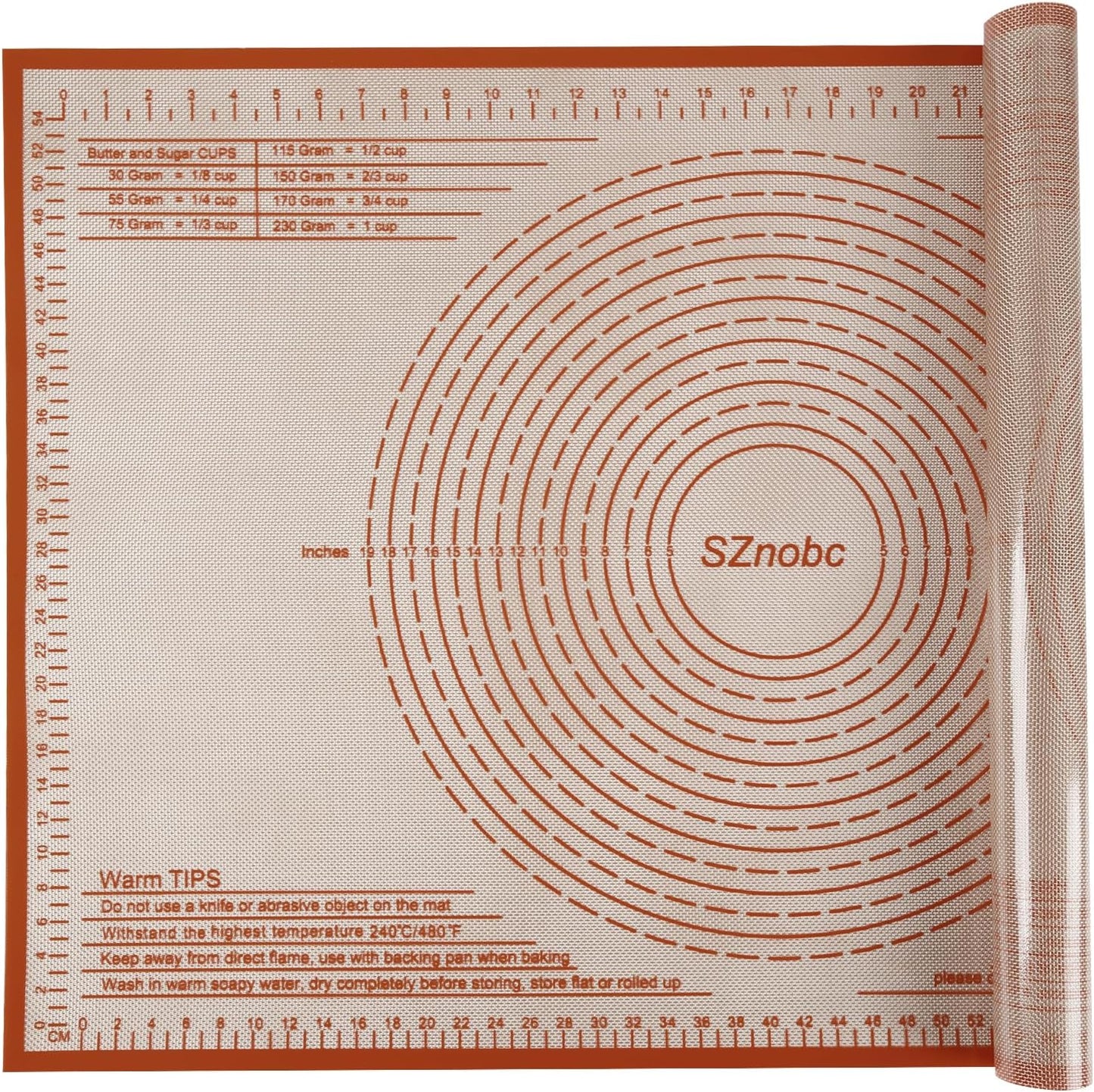 Silicone Baking Mat 36x24 Inch Nonstick Pastry Mat Perfect for Dough Mat, Pastry Board, Kitchen Counter Mat - For Dough, Pastry, Pie Crust, Fondant, Cookies, Bread, Pasta/Pizza, Red