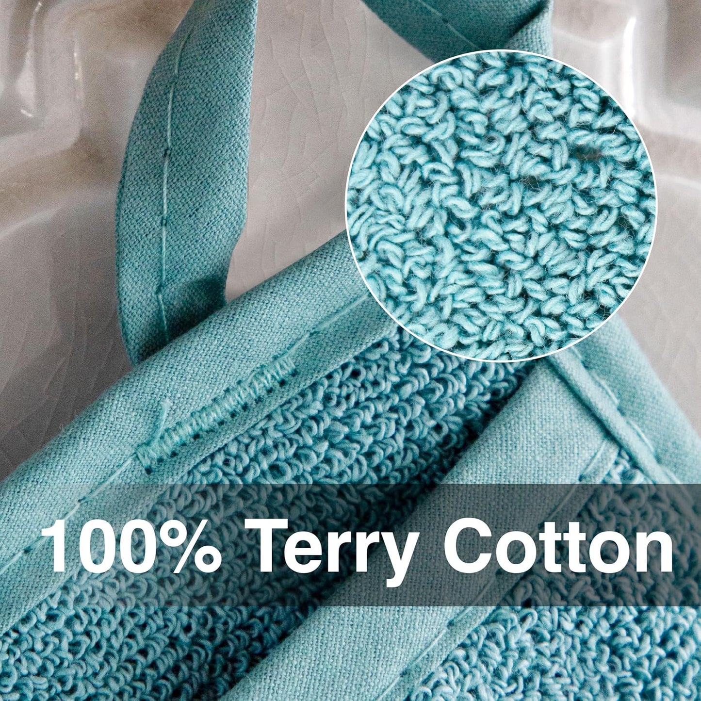 RITZ Terry Pocket Mitt & Hot Pad: Unparalleled Heat Resistant, Durable 100% Cotton,Ergonomically Designed for Optimal Grip, Easy-Care Machine Washable 4-Pack, Dew