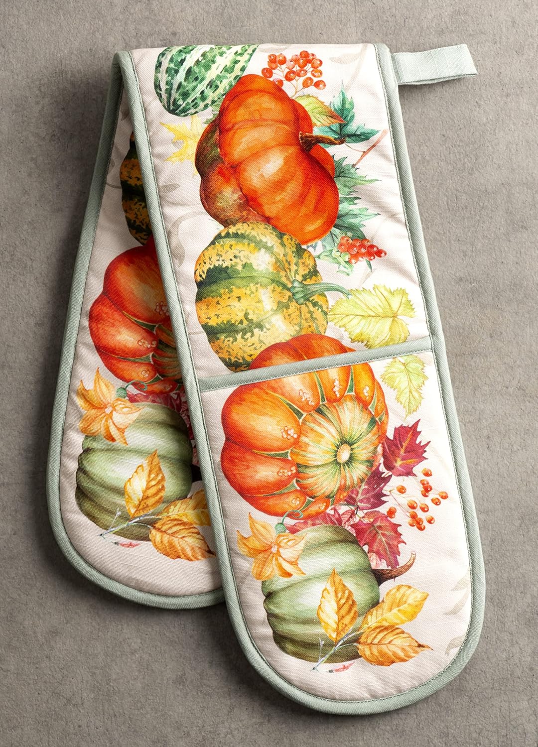 Maison d' Hermine Double Oven Mitts 100% Cotton 7"x35" Double Oven Mitt Heat Resistant BBQ Cooking Gloves with Loop, Baking, Grilling, Home, Kitchen, Handling Hot Pans (Lumina)