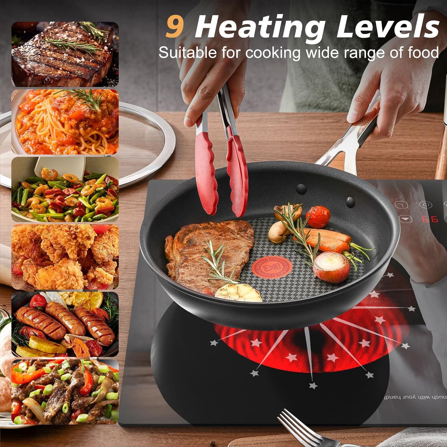 2 Burner Electric Cooktop 110V - 24 Inch Ceramic Stove Top Countertop & Built-in, 2000W Two Burner Radiant Electric Cook Top with LCD Touch & Knob Control, Timer, Safety Lock, 120V Plug in