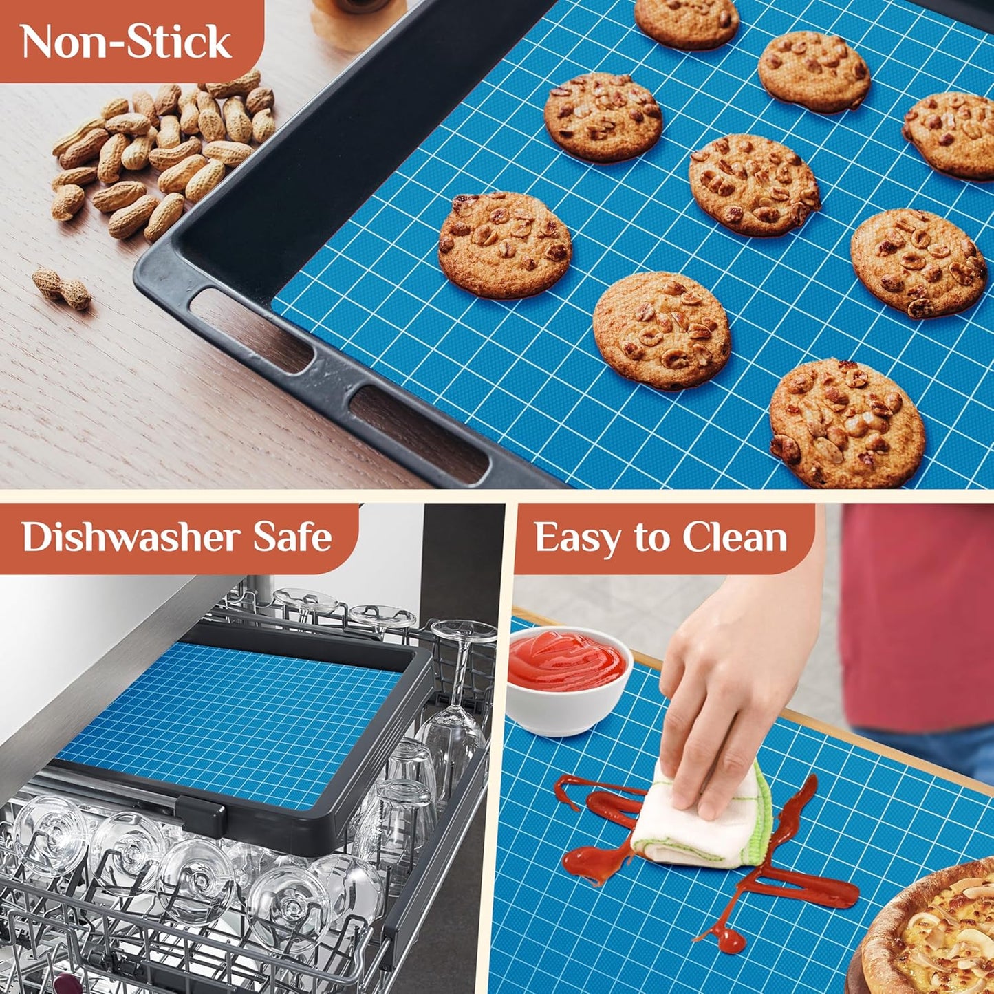 Silicone Baking Mat, 12 IN x 10 FT Free Cutting Baking Sheet, Non-Stick Reusable Dough & Pastry Mat, Non-Slip Silicone Mat Roll for Air Fryer Liner, Freeze Dryer, Oven Baking Pan, Kitchen Counter