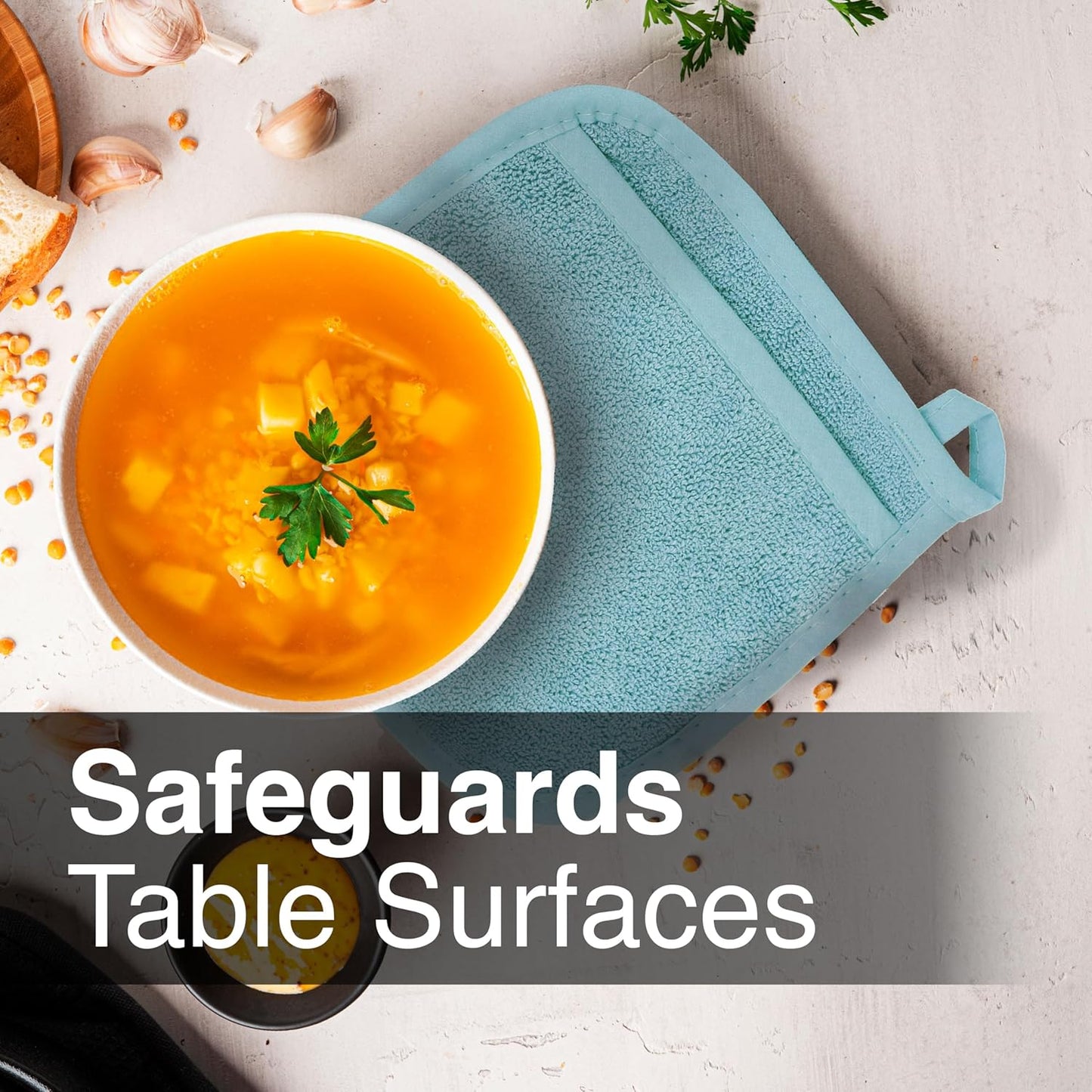 RITZ Terry Pocket Mitt & Hot Pad: Unparalleled Heat Resistant, Durable 100% Cotton,Ergonomically Designed for Optimal Grip, Easy-Care Machine Washable 4-Pack, Dew