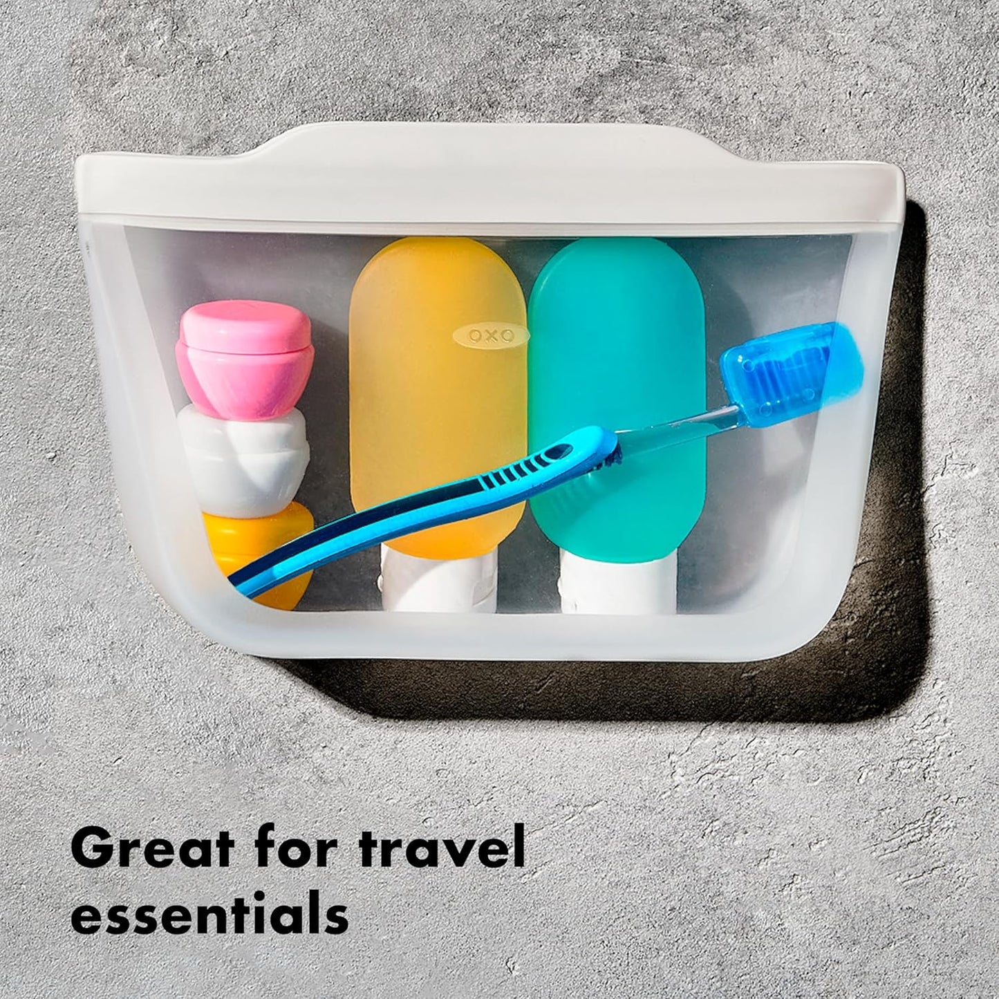 OXO Good Grips Silicone Reusable Bag – Stand-Up Half Gallon (64 oz) - Lagoon